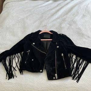Black fringe motorcycle jacket